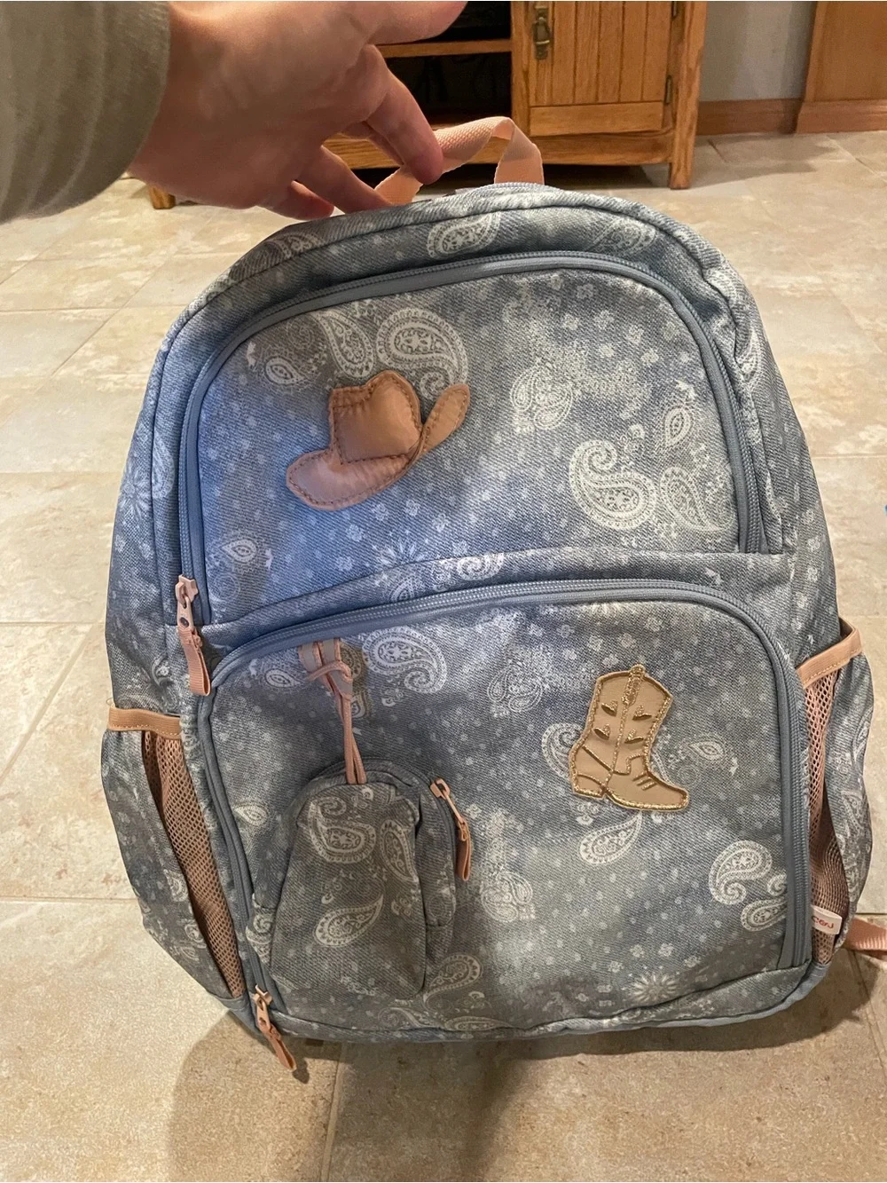 NWT Blue Paisley Cowgirl Patterned Full Size Backpack